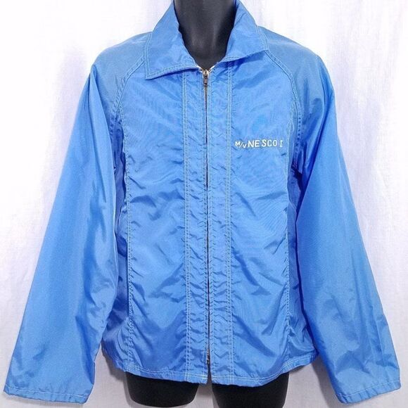 M/V Nesco I Ship Windbreaker Jacket Vintage 80s Made In USA Blue Mens Size Large - Picture 2 of 5